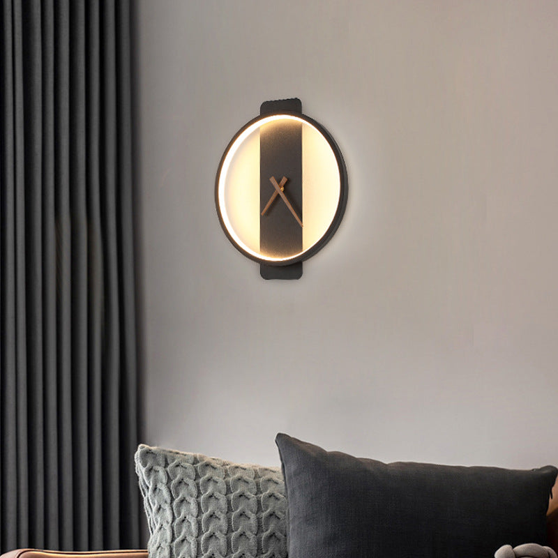 Nordic Wall Lamp Bedroom Clock