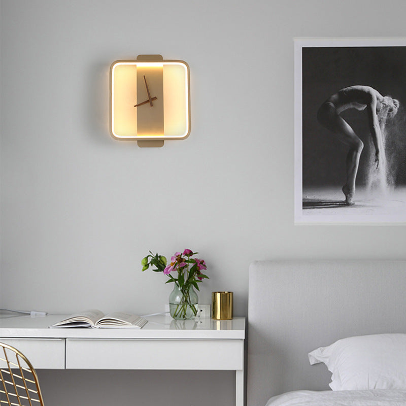 Nordic Wall Lamp Bedroom Clock