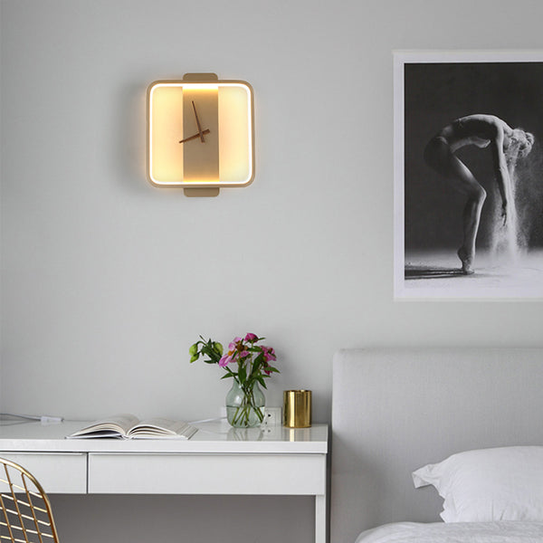 Nordic Wall Lamp Bedroom Clock