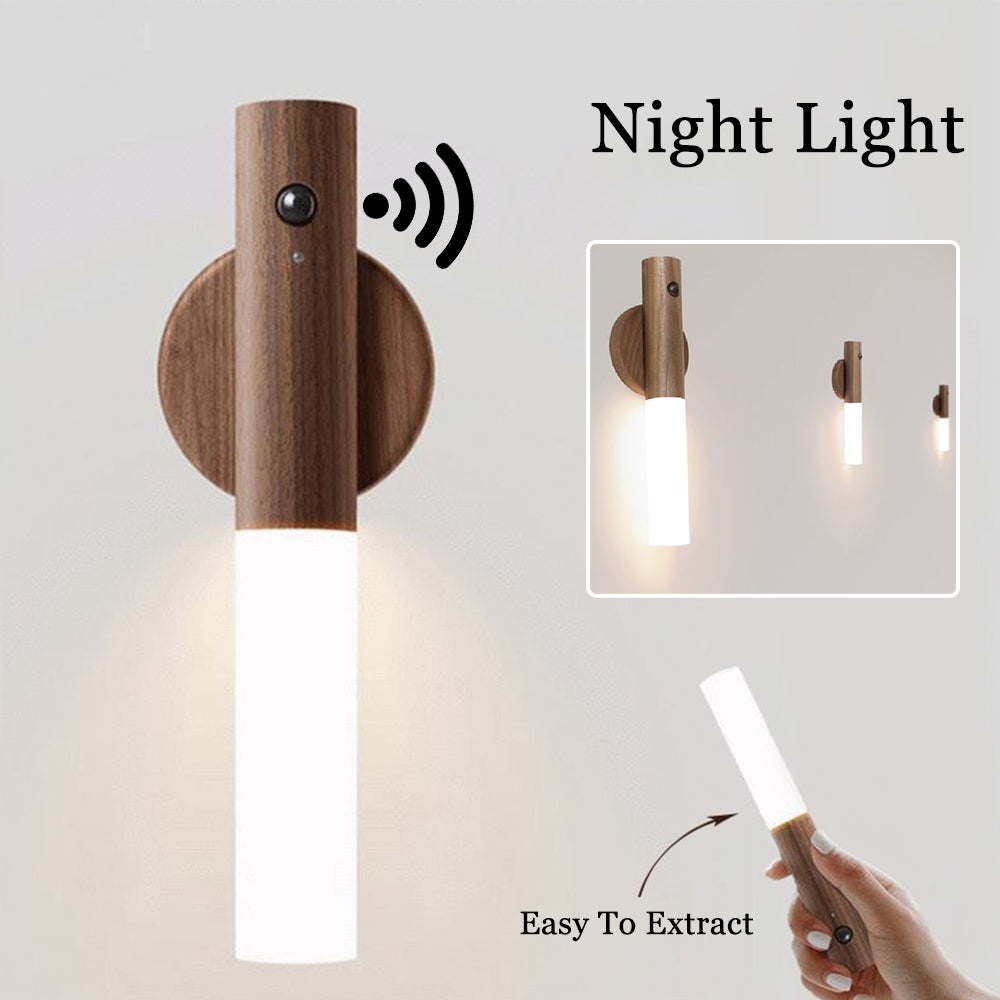 Auto LED Magnetic Wood Wireless Night Light
