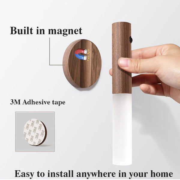 Auto LED Magnetic Wood Wireless Night Light