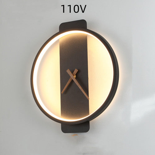 Nordic Wall Lamp Bedroom Clock
